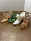 Vintage Lot of 4 Fenton Shoes Slipper Boot Milk Glass Pink Green 90s Grandma