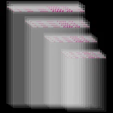 4 Size 240 Pieces Clear Plastic Cello Bag Resealable Self Sealing Cellophane Bag