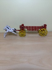 Vintage Cast Iron Horse Drawn Fire Ladder Wagon