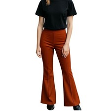 A New Day Women's Flare Leg Pull On Pants Career Casual Brown Rush Large