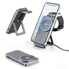 Fast Magnetic 15W 2in1 Foldable Wireless Charger Station for iPhone Apple Watch