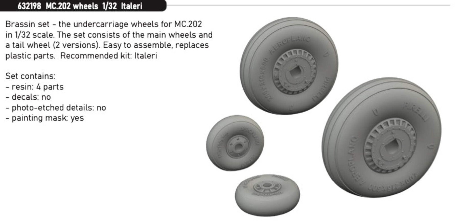 Eduard Brassin 632198 1:32 Macchi MC.202 Folgore wheels