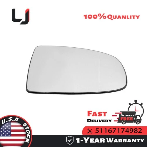 Passenger Side Mirror Glass Heated Fit 07-2014 BMW X5 X6 E70 E71 E72 51167174982
