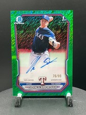 2026 Bowman Chrome Prospect Caden Scarborough, Rangers AUTO Green Shimmer 76/99