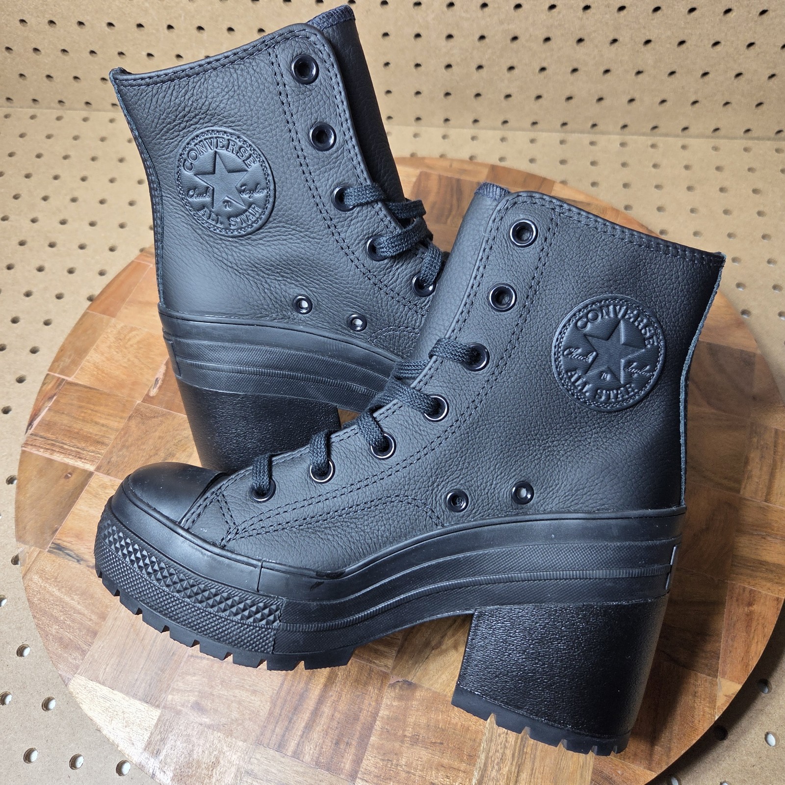 Women's Converse Chuck 70 De Luxe Black Leather Boots Size 9.5-image