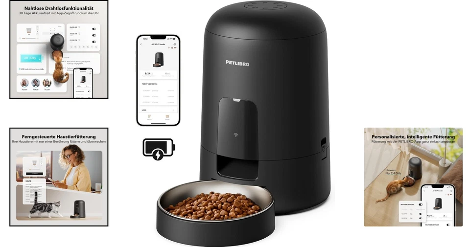 Katzenfutter Automat Edelstahl WiFi 2l Akku Steuerung App Programmierung - Bild 2 von 4