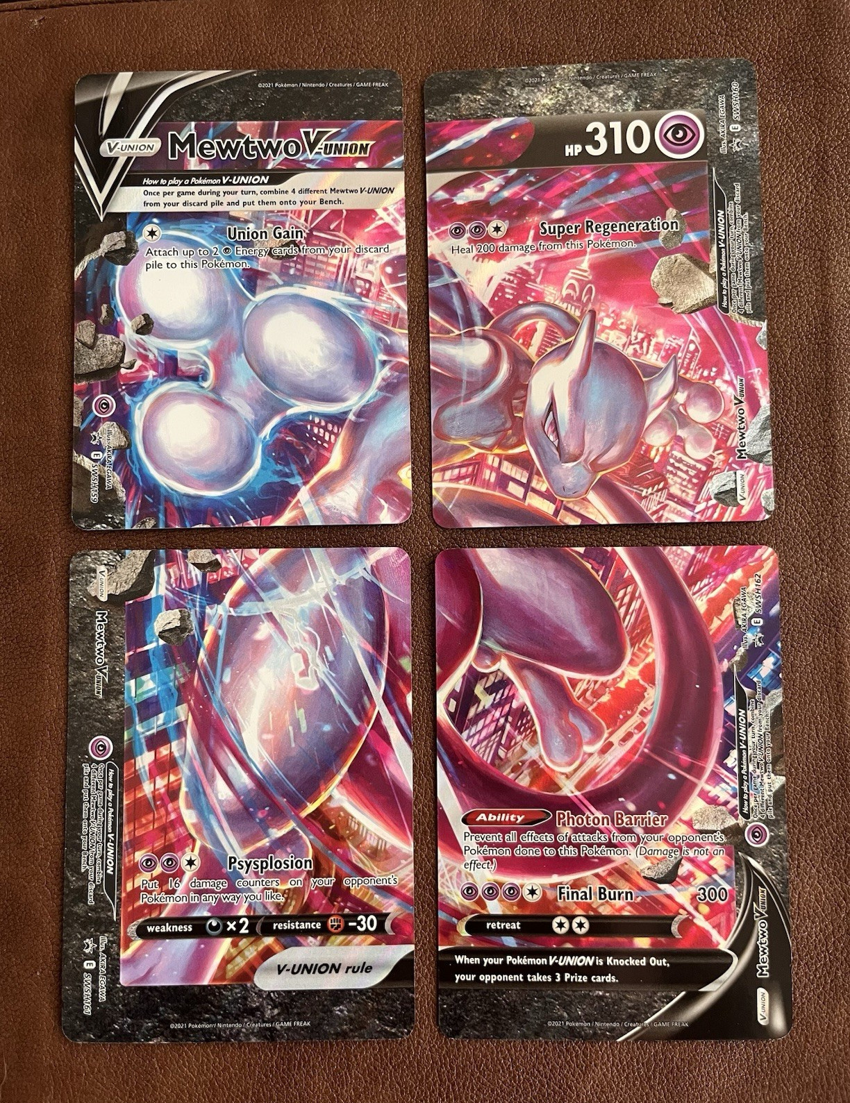 Pokemon TCG Mewtwo V-UNION 4-Card Set SWSH159-162 Holo