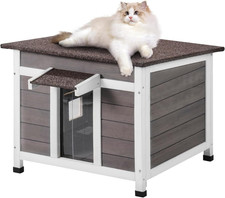 Outdoor Cat House Weatherproof, Feral Cat Shelter for Multiple Cats, Outdoor Woo
