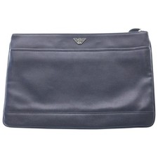 Borsa pochette Emporio Armani in pelle blu navy Yc91E Y4P019