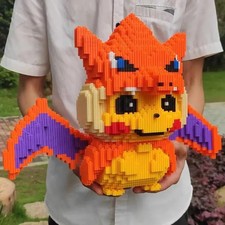 MOC Super Huge Pokemon Anime Pikachu Figures Building Blocks Assembly Set