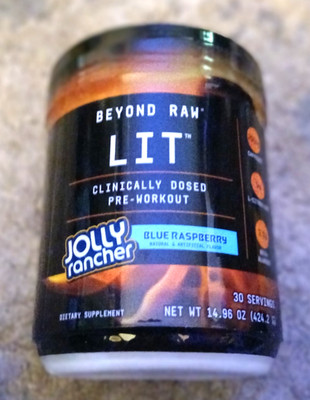 Beyond Raw LIT Pre-Workout Powder 30 Servings Blue Raspberry EXP 10/2027