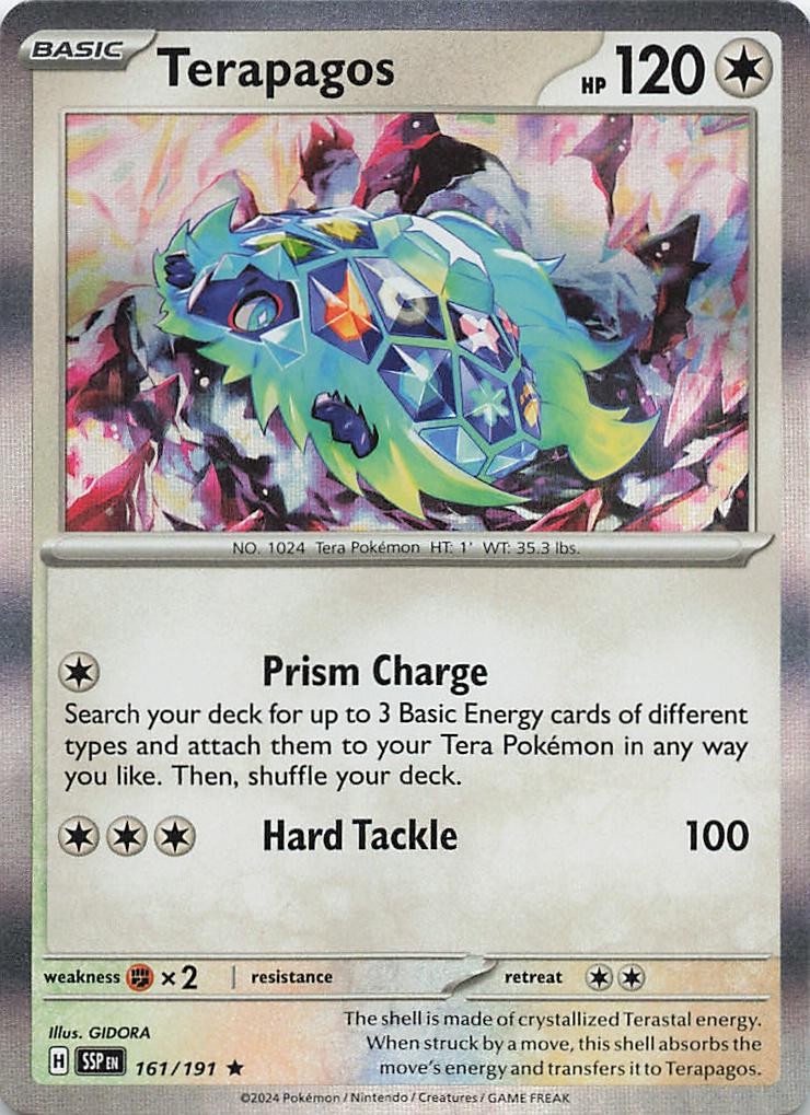 Terapagos 161/191 Rare Surging Sparks Pokemon Holo Near Mint