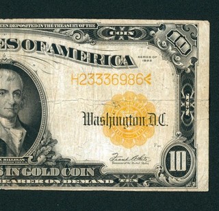 $10 1922 GOLD CERTIFICATE DAILY CURRENCY AUCTION