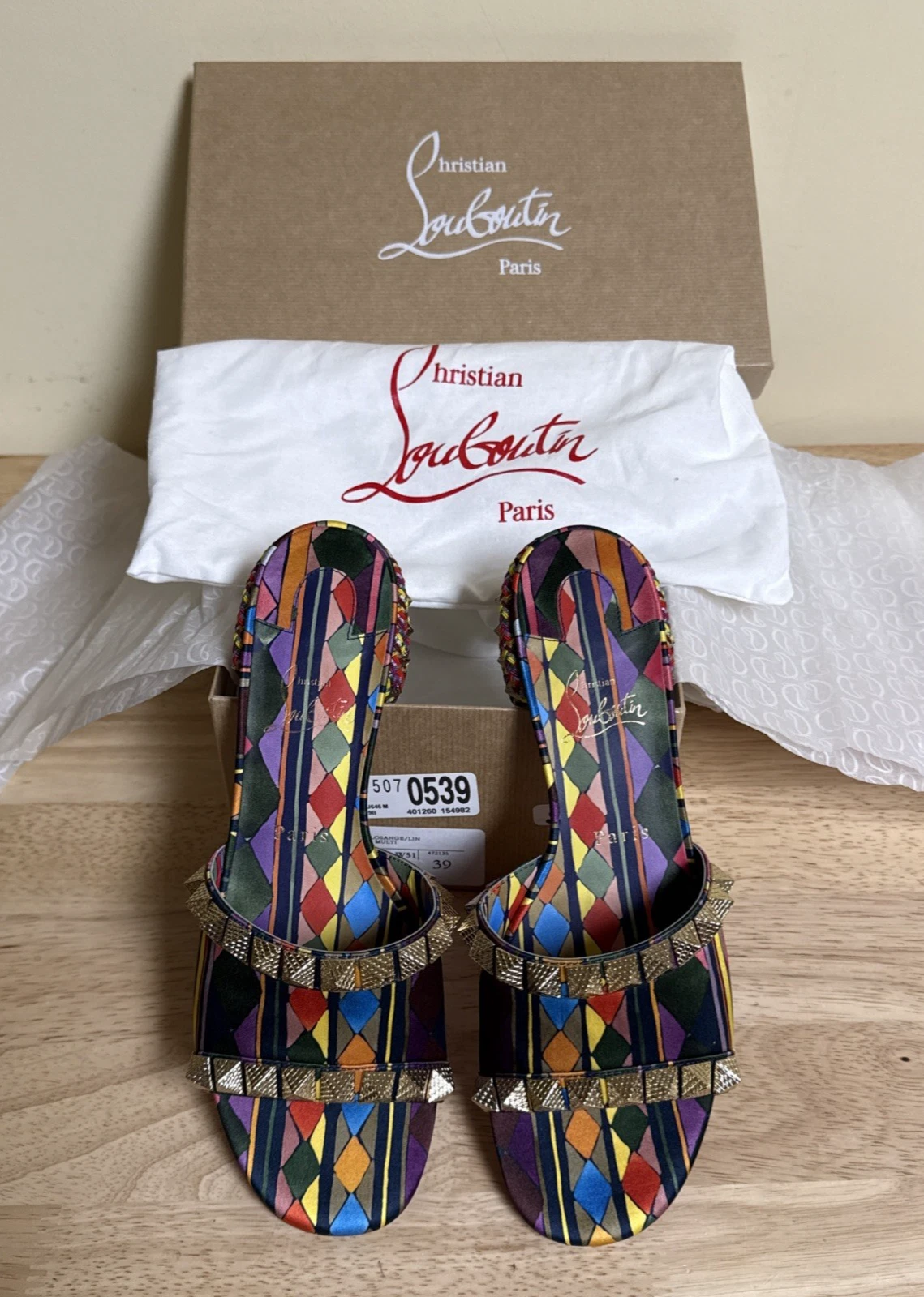 Christian Louboutin — Christian Louboutin Pyramule Satin Spike Sandals - EU 39 - US 9