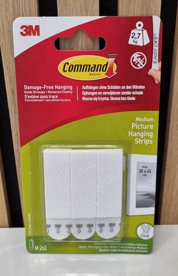 3M Command Medium Bildermontagestreifen 2,7kg Weiß Bilder aufhängen ohne Bohren