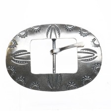 Vintage Navajo hand stamped sterling silver concho style belt buckle