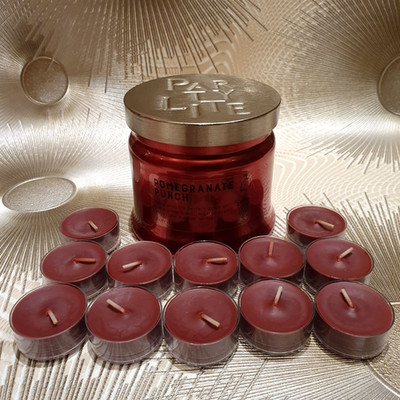 PARTYLITE  SET 3 Docht Duftwachsglas + 12 Teelichter POMEGRANATE PUNCH  Rarität 