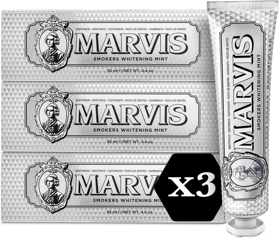 MARKENLOS MARVIS Whitening Zahnpasta 3×85ml – Smokers Mint, starke Aufhellung & Frische