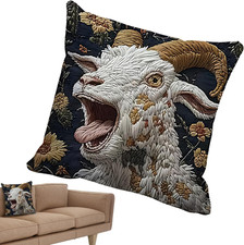 Screaming Goat Pillowcase Surreal Printed Imitation Embroidery Cushion Cover,