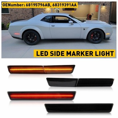 4PCS LED Smoked Side Marker Light For 2020-2022 Dodge Challenger SRT Super Stock