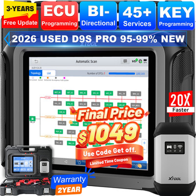 2026 XTOOL D9S PRO ECU Key Programming Tool Bidirectional OBD2 Scanner 45 Reset