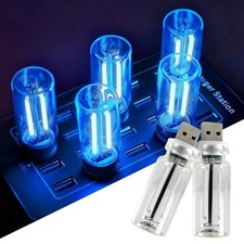 2 PCS USB Car Lights, Touch Dimmable Retro Mini Glass Bottle LED 2 pcs Blue
