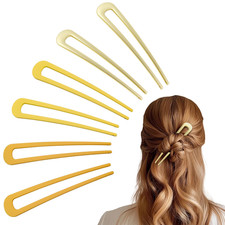 6Pcs Metal French Hair Pins for Women U Shape Sticks 3.9 Inch Vintage Fork for H