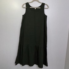 Eileen Fisher Organic Cotton Sleeveless Seaweed Midi Dress Women's Size XS