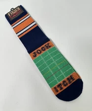 Freaker Feet "Jock Itch" Football Orange Blue Socks Size 4-13 Men's