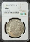 NGC MS61 1921 MORGAN SILVER DOLLAR $1  #44839