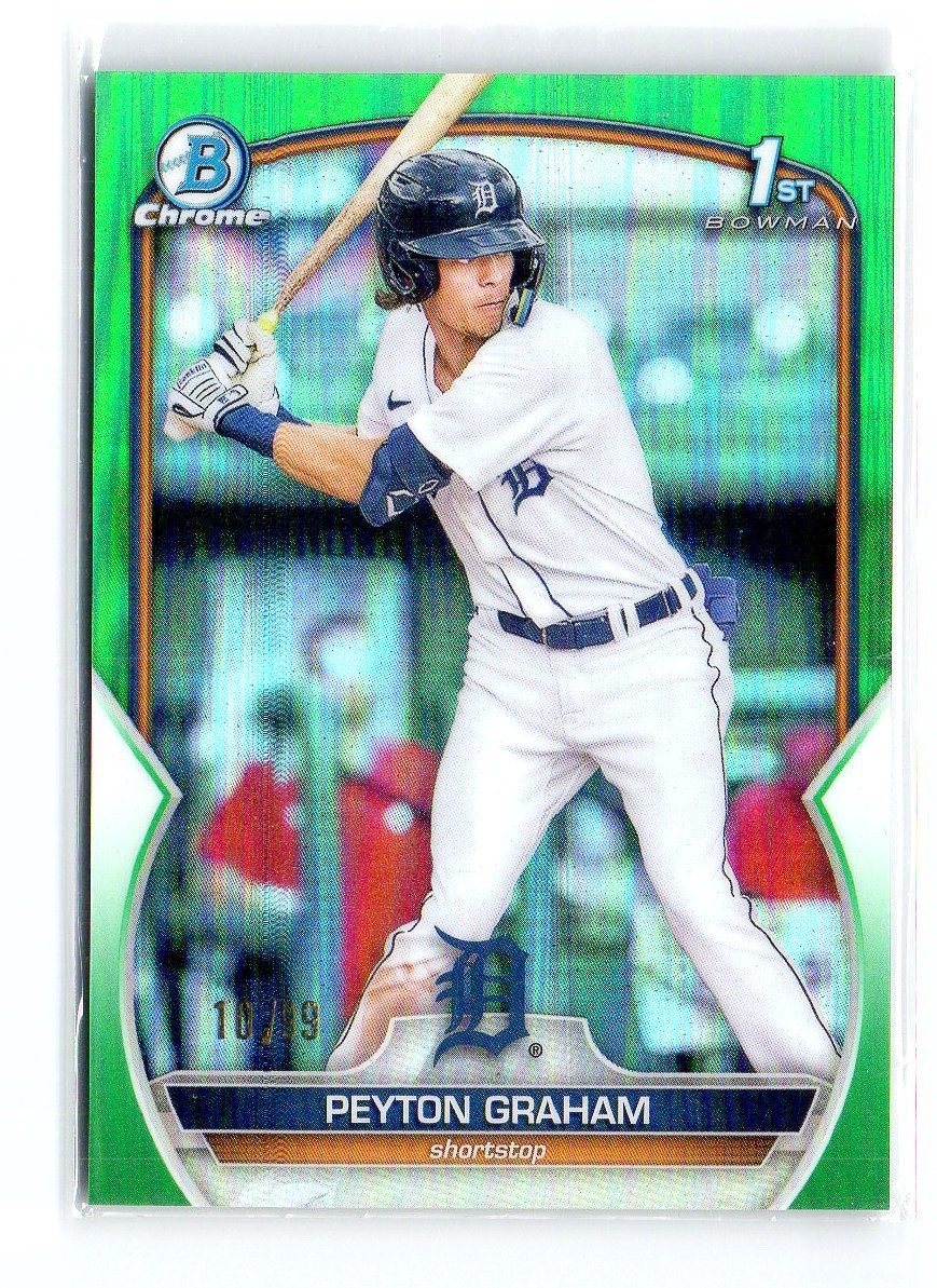 2023 Bowman Chrome Peyton Graham #BCP-57 Green Refractor /99 1st Detroit Tigers