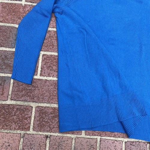 J Jill Sweater Women Size XL Blue Tunic Turtleneck Cotton Blend Ribbed Sleeves - Afbeelding 4 van 9