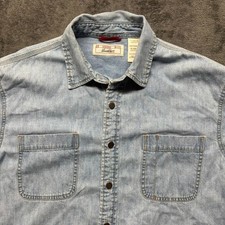Vintage Levis Shirt Mens Large Blue Denim Long Sleeve Button Up Workwear