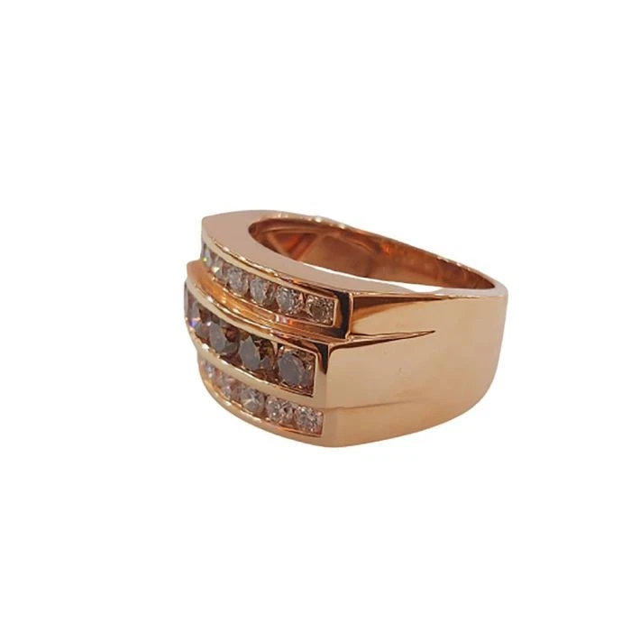 Brown & White Diamond Men’s Band Ring Created Round 3.50Ct 14k Rose Gold Plated - Image 2 of 4