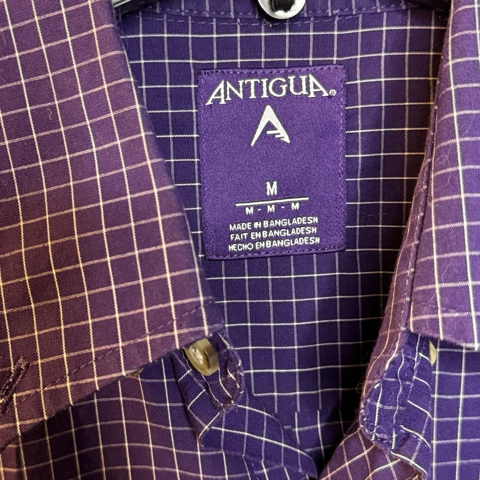 Antigua LSU Tigers Mens Medium Purple Cotton Button Down Long Sleeve Shirt - Image 3 of 4
