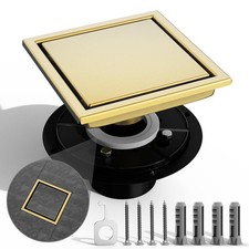 6 Inch Tile Insert Shower Drain with Flange,Brushed Gold Square Shower Drain,...