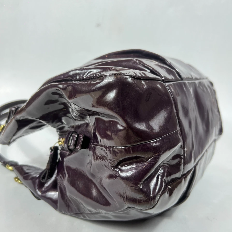Coach Madison Maggie Plum Patent Leather Shoulder Hobo Bag Brass Hardware - Image 3 of 4