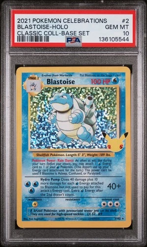 2021 POKEMON CELEBRATIONS CLASSIC COLL #2 BLASTOISE-HOLO PSA 10