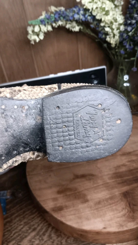 Botas vaqueras occidentales Tony Lama vintage de piel de pitón para hombre talla 9 1/2 DD Foto 4 de 4