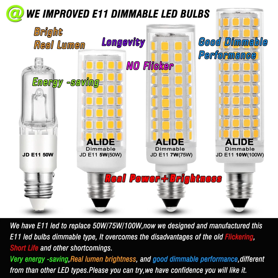 E11 Led Bulbs Dimmable 120V 50W Halogen Equivalent, T3 T4 Mini Candelabra Bas... - Image 2 of 4