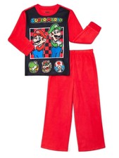 Boys SUPER MARIO 2 pc. Flannel Pajamas sz. 4-5 Mario  Luigi