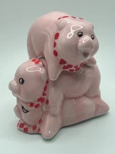 Stackable Smiling Pigs Piglets Pink Salt & Pepper Shakers