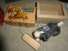 Vintage 1950s Alps Japan Battery Operated Snappy Puppy Dog Toy 5" Tall in Box