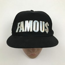 NEW FAMOU Ball Cap Women's Black Snapback Black Baseball-Cap Pink Check Bill