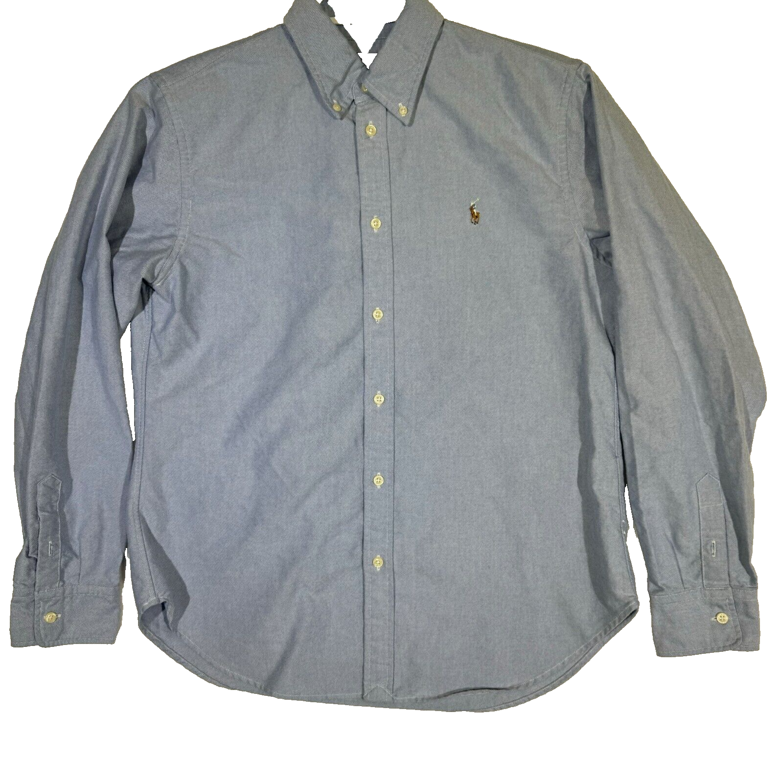 Camicia uomo Ralph Lauren grande blu cotone carne pony manica lunga bottoni M609