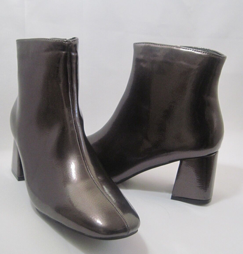 Women's Size 9 Ankle Boots Round Toe Chunky Heel Bootie Metallic Brown - Picture 19 of 19