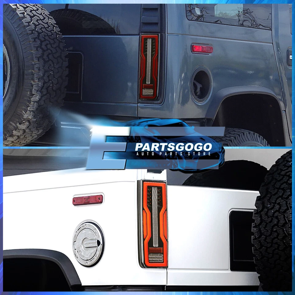 For 03-09 Hummer H2 LED Tail Brake Stop Signal Lights Assembly Lamps Left+Right - Image 2 of 4