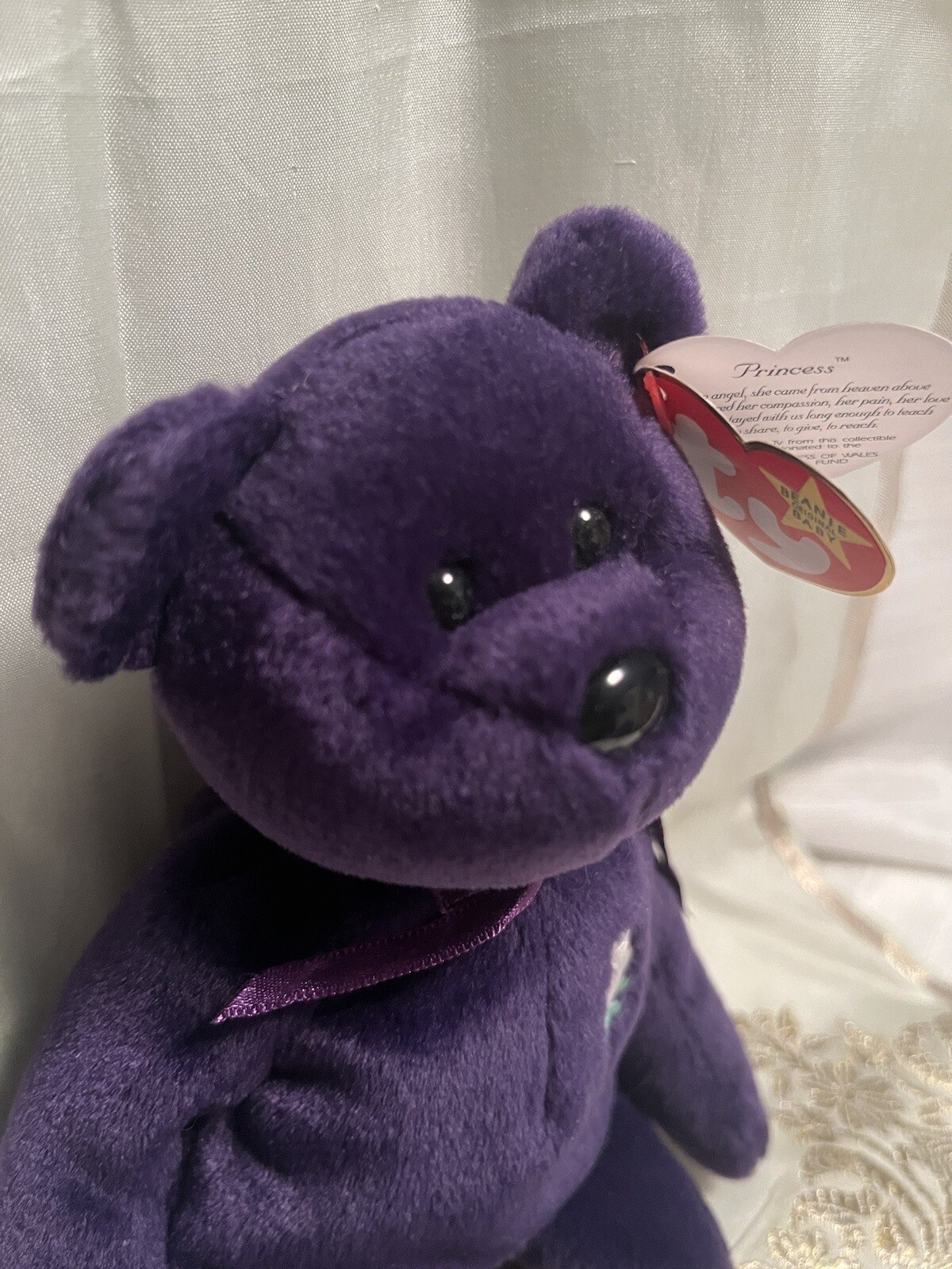 1997 Princess Diana Ty Original Beanie Baby Purple Bear Vintage Rare