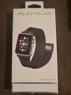 Platinum Magnetic Stainless Steel Mesh Band for Apple Watch 38mm - 40mm - Black