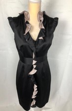 Max And Cleo Black W/ Pink Short Dress Evening Party Formal Silky Sz 8 Perfect C